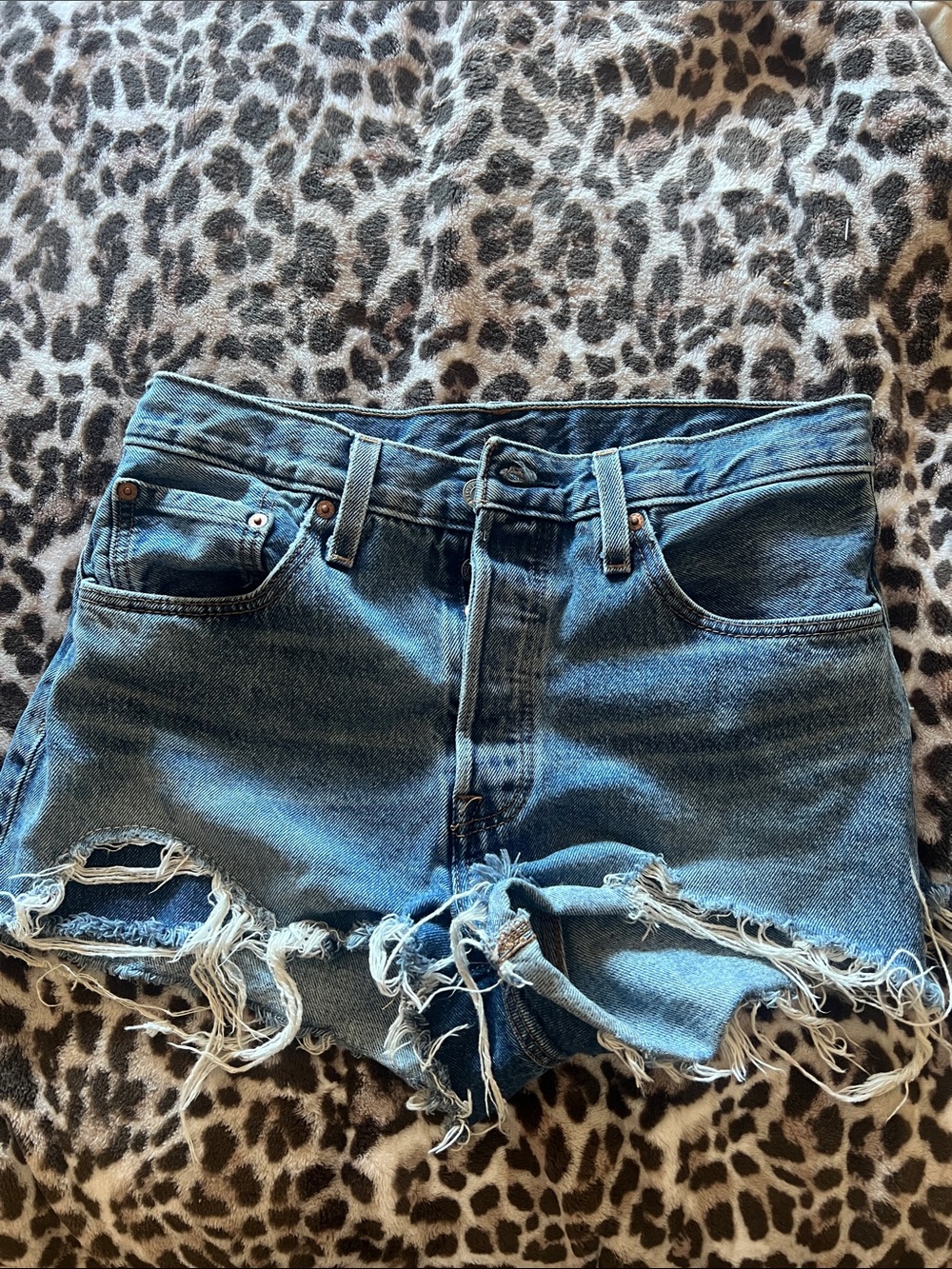 Levi's Distressed Blue Denim Cutoff Shorts